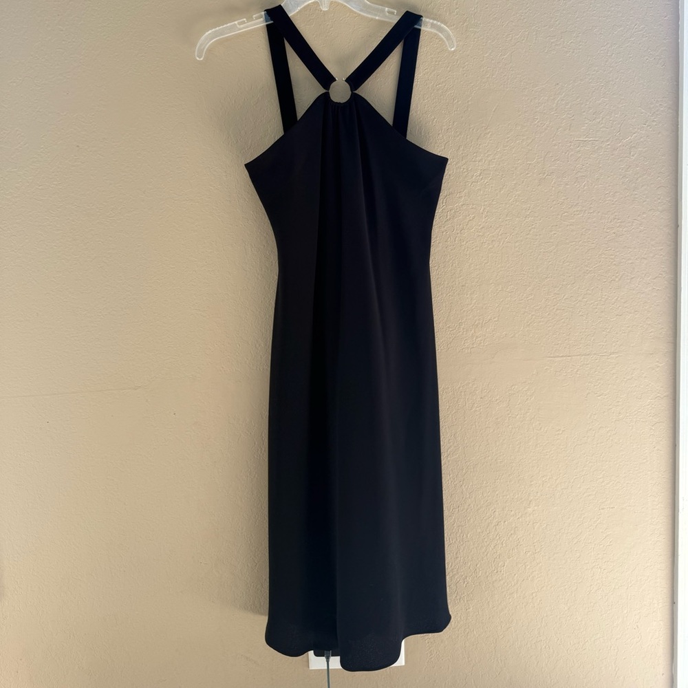Evan Picone Black Halter Maxi Dress with Ring Detail